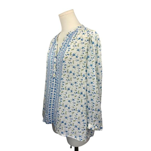 Women’s Lucky Brand white blue floral boho peasant top NWT Sz L - Picture 7 of 9